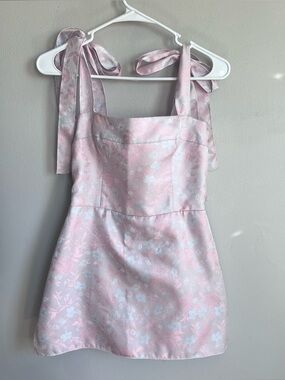 Amanda Uprichard Jacquard Skort Romper Dress Pink Blue S